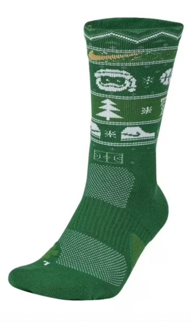 Nike Elite Christmas Crew Socks Clover White Gold